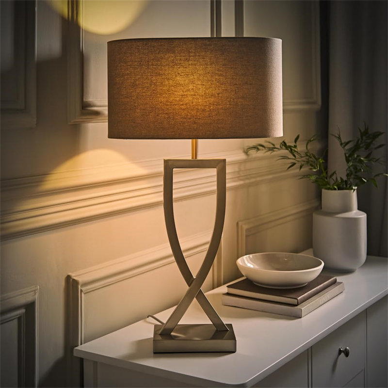 Metal Table Lamp, Grey, Grey