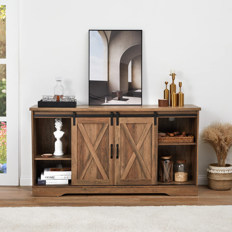 Meuble télé avec foyer pour téléviseur de 65 po ou moins Chiara, Bois de grange