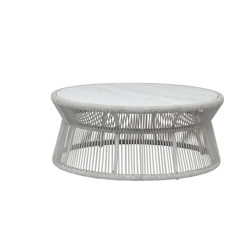 Miami Round Outdoor Coffee Table , 41.34'' in. W 41.34'' in. D, Silver Gray