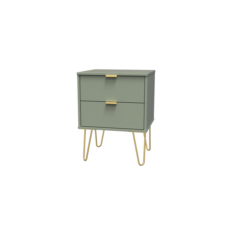 Fully Assembled Amaana 2 Drawer Bedside Table, Green