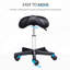 Tabouret à roulettes avec design ergonomique, hauteur réglable, similicuir pour se détendre au spa, salon, massage, bureau, tabouret noir, cuir, durabilité
