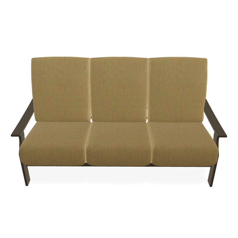 St. Catherine 74'' Wide Patio Sofa with Cushions, Canvas Heather Beige Sunbrella® Canvas, Graphite