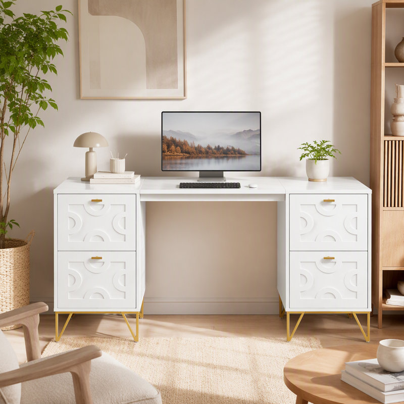 Bureau de bureau élégant, bureau d'ordinateur en bois, bureau de direction pratique