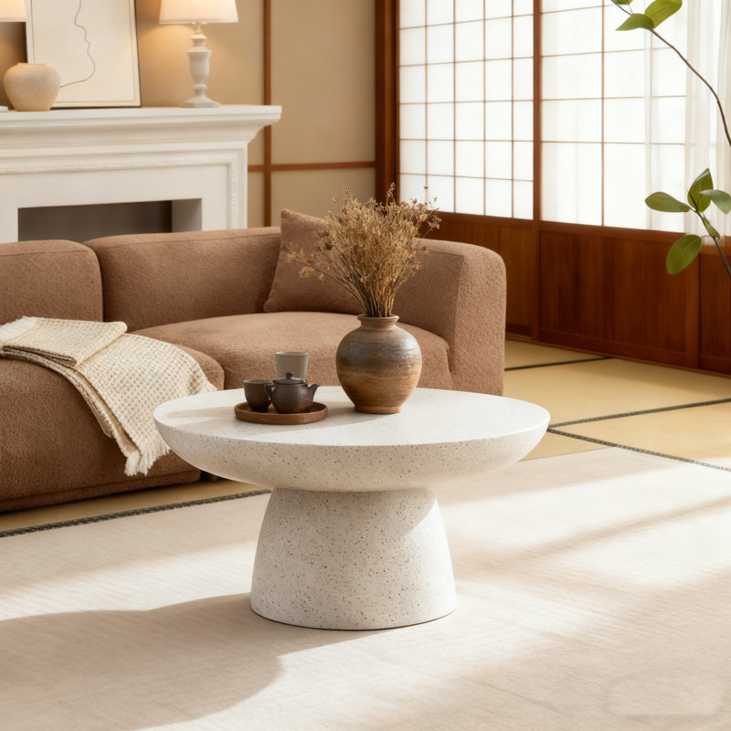 Table basse ronde, Beige gris