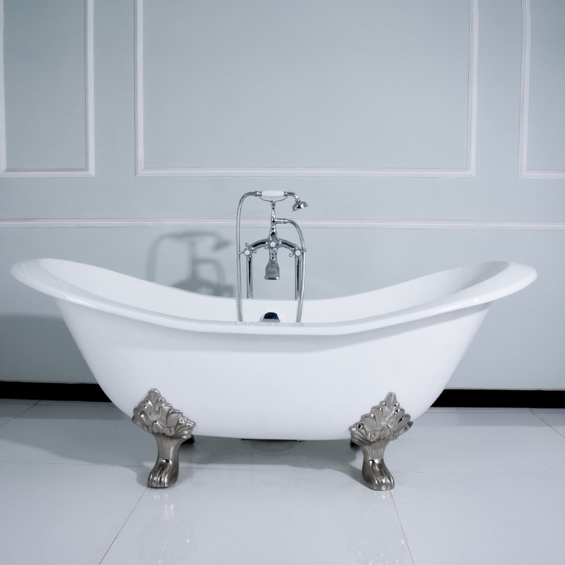 Baignoire sur pattes ovale en fonte à double pattes 72 pouces Kingston Eden Aqua Eden, Chrome poli