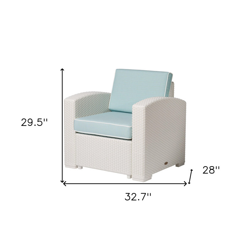 Fauteuil club extérieur en plastique robuste 33 po avec coussin bleu turquoise