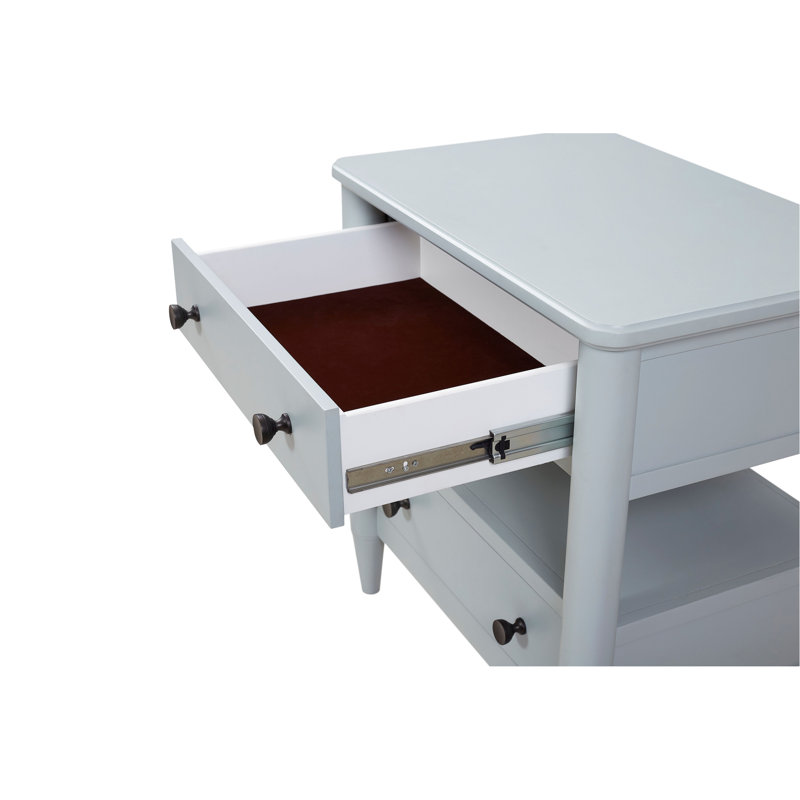 Table de chevet ouverte finition océan avec 2 tiroirs, Gris