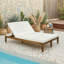 Chaise longue double réglable en bois d'acacia pour deux utilisateurs avec coussins-1414418959