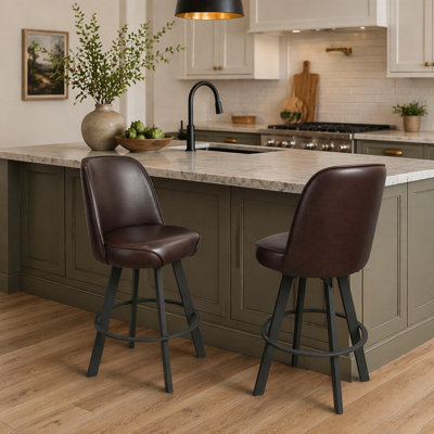 Ensemble de 2 tabourets de bar rembourrés super confortables de qualité commerciale avec cadre en métal pour une assise durable