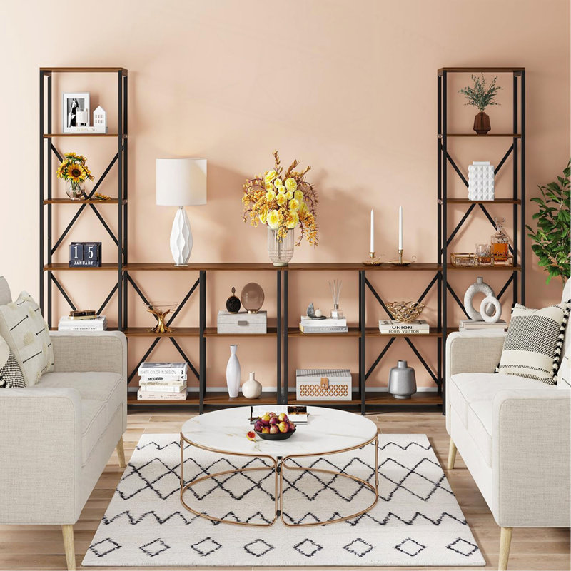 70.87" Tall 6-Tier Rustic Ladder Corner Etagere Bookshelf  for Living room, Office,  Kitchen