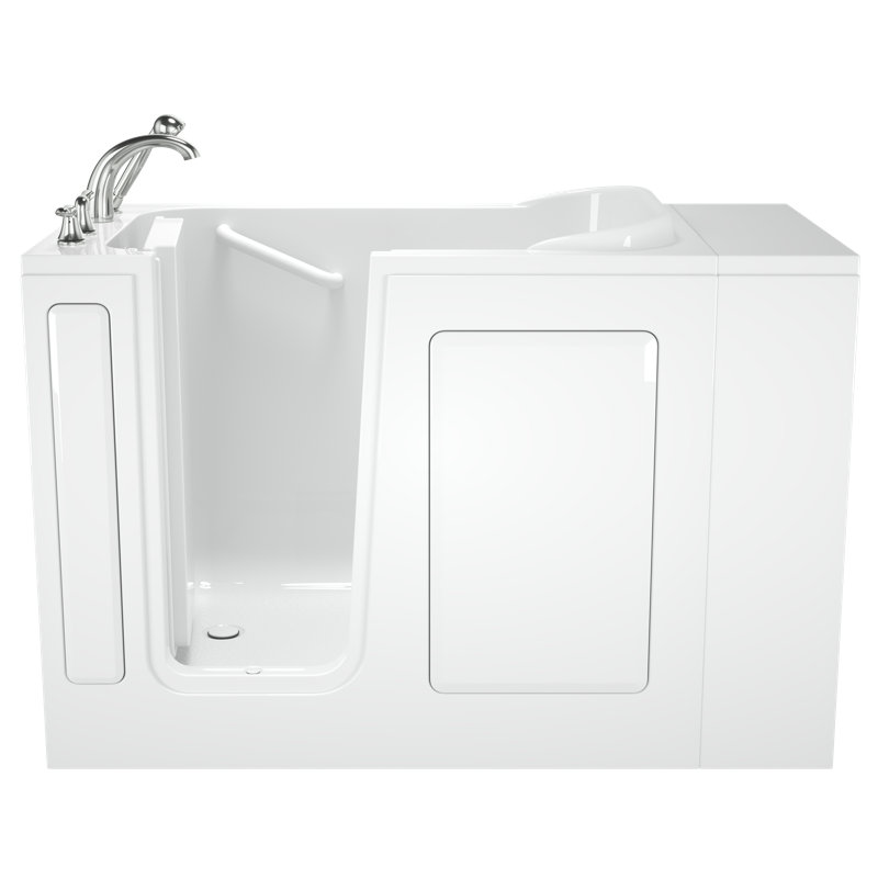 White Fiberglass Walk-In Soaking Bathtub with Faucet