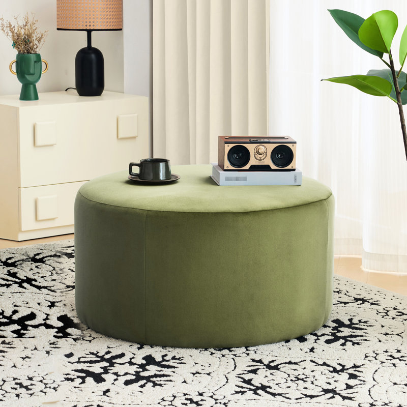 Olive ronde en velours - 16,2 pouces de hauteur, 30,15 de largeur, fonctionne comme repose-pieds ou table d'appoint, apparence luxueuse haute, confort de travail et