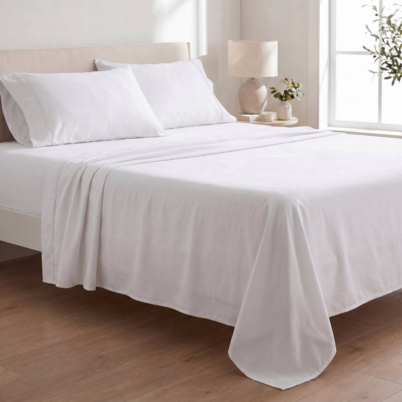 Ensemble de draps hypoallergéniques, Ensemble de draps pour lit simple avec 3 taies d'o, Blanc