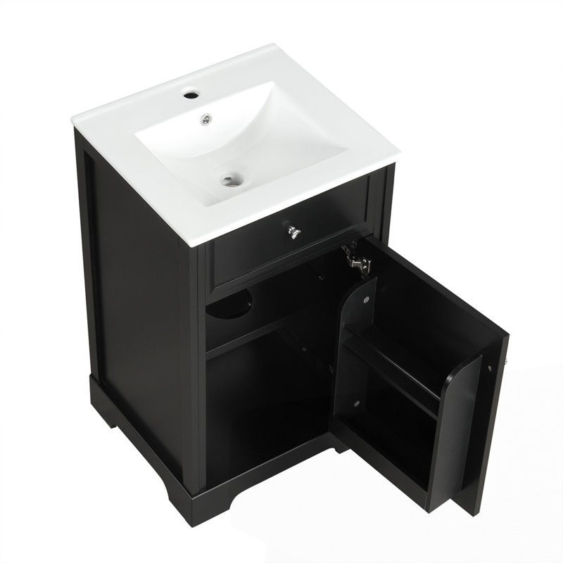 Meuble-lavabo de 20 po avec lavabo, Noir