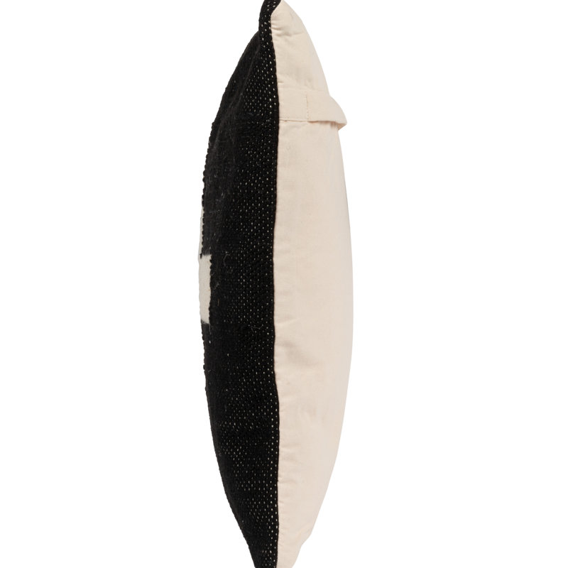 Wool Blend Pillow with Swiss Cross, Black/Cream