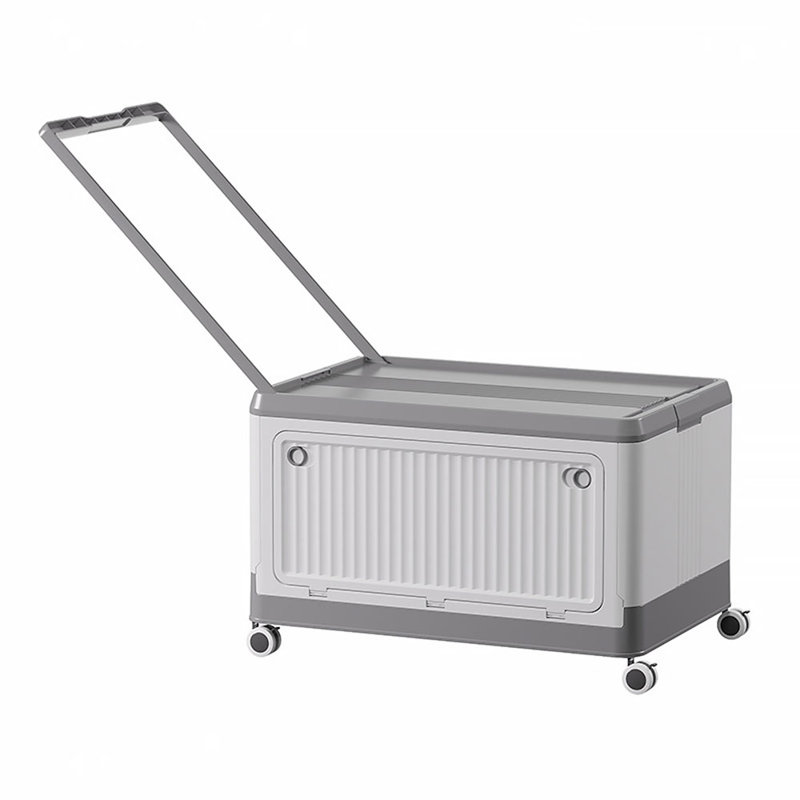 Plastic Storage Box with Wheels & Lid, Gray, 33.5" H x 54" W x 36" D