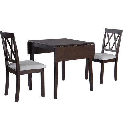 Ensemble de salle à manger 5 pièces - Table extensible avec abattant et 4 chaises rembourrées foncées pour petits espaces pliables et design