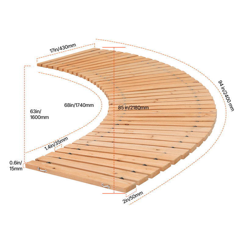 Wooden Garden Pathway Roll Out Garden Walkway, 1.5cm H x 215.9cm W x 43.2cm D