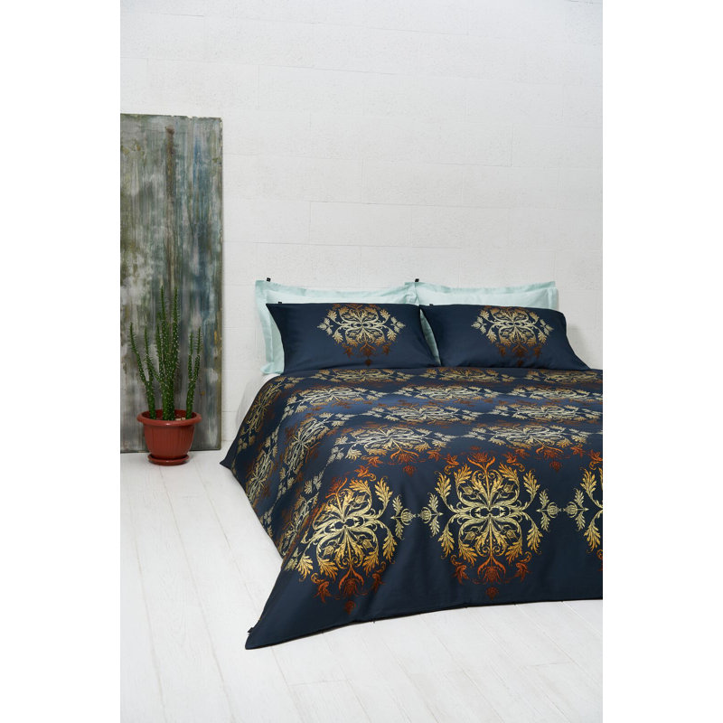Gaige Damask Duvet Cover Set with Pillowcases, Double Duvet Cover