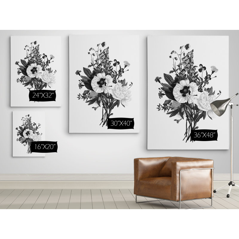 «Botanical Black and White III», reproduction d'impression sur toile tendue, H 20 po x l 16 po x P 1,5 po