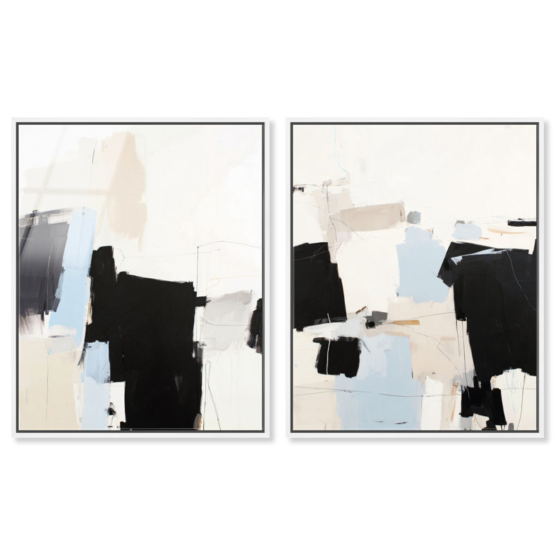 Ensemble de décorations murales Boho ébène et ivoire encadrées par Art Remedy, cadre blanc, 24 x 30, H 31 po x l 25 po
