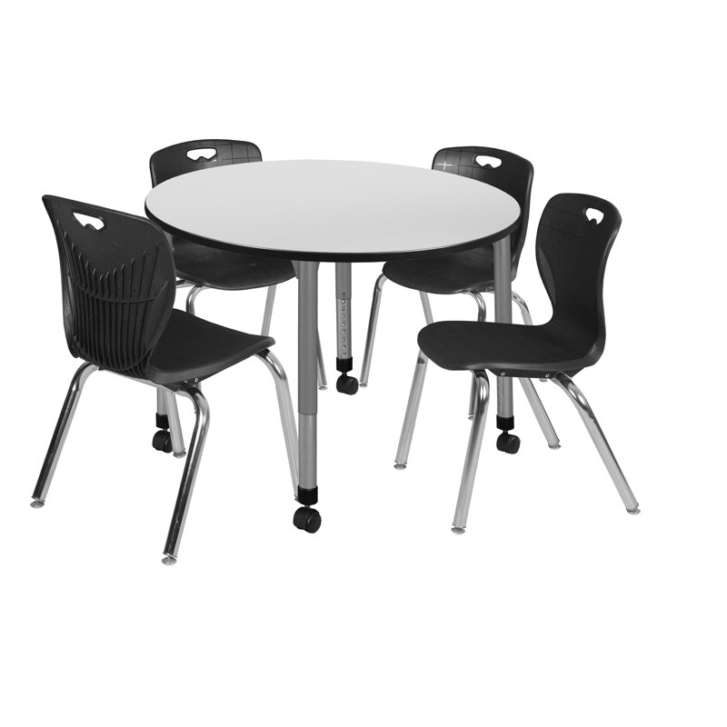 Table ronde Kee, Blanc, H 34 po x L 42 po x l 42 po, Noir