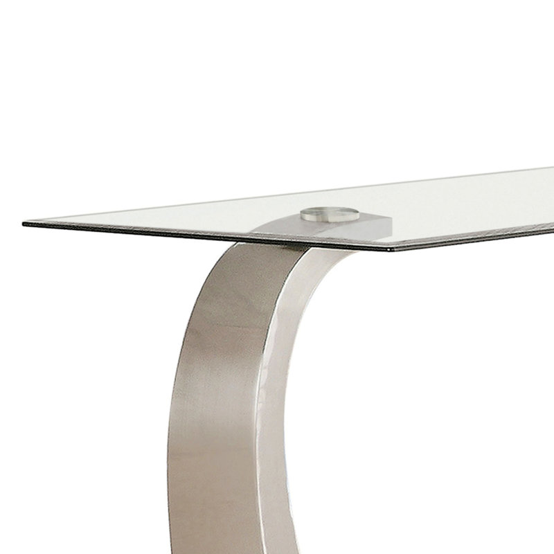 Console avec plateau en verre et base en métal