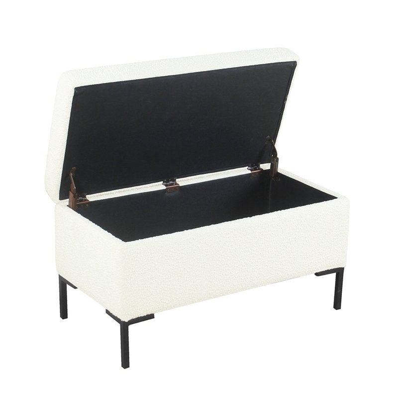 Banc de rangement rembourré Briony, Crème Boucle