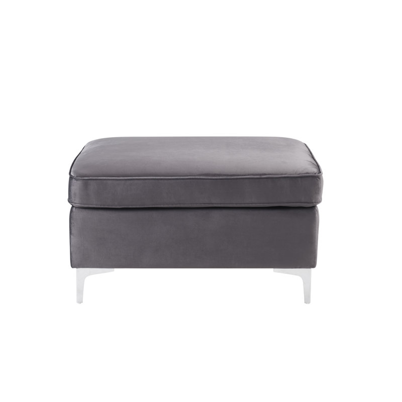 Pavlik Velvet Ottoman, Gray Velvet