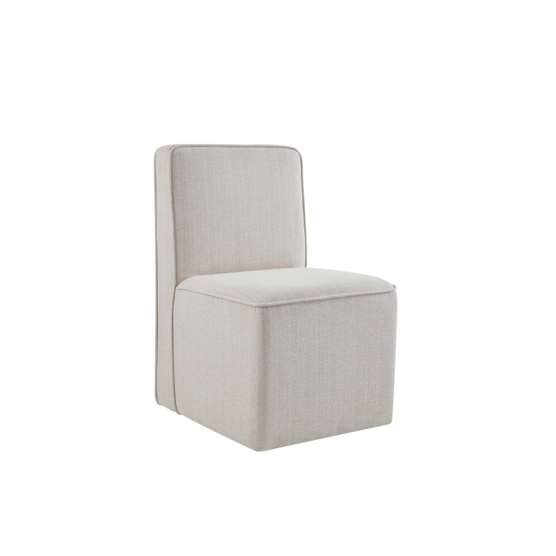 Chaise rembourrée polyvalente avec roulettes cachées pour chaque pièce, Blanc cassé