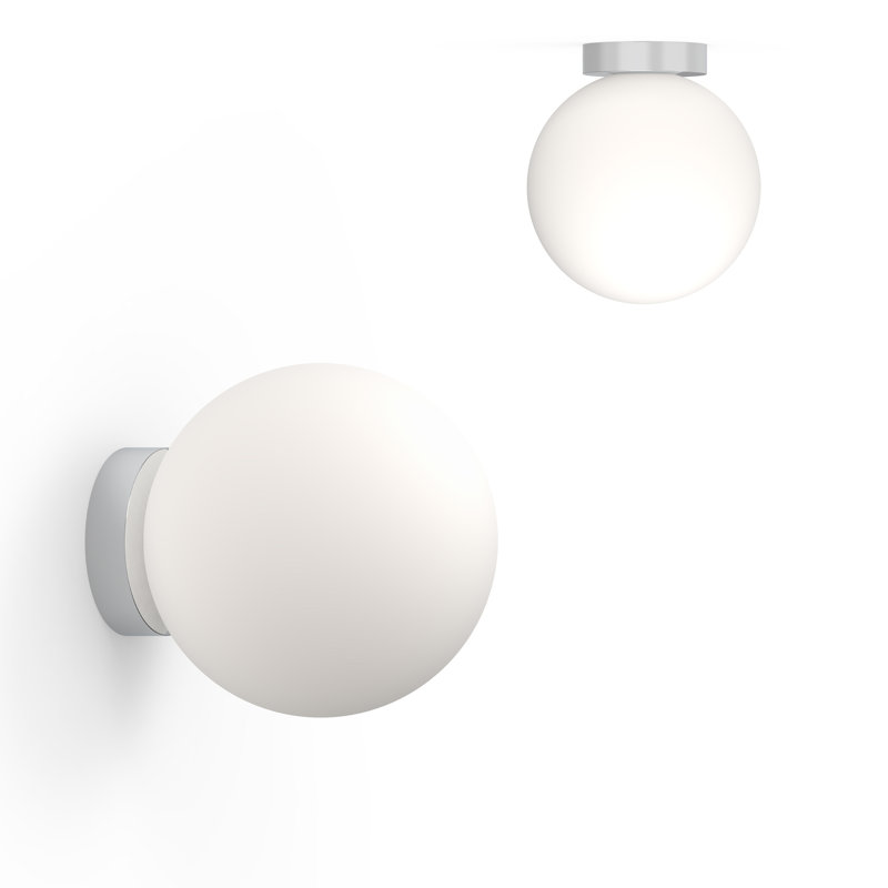 Bola Sphere Globe Flush Mounted Sconce, Chrome, 11.6' H x 10" W x 10" D