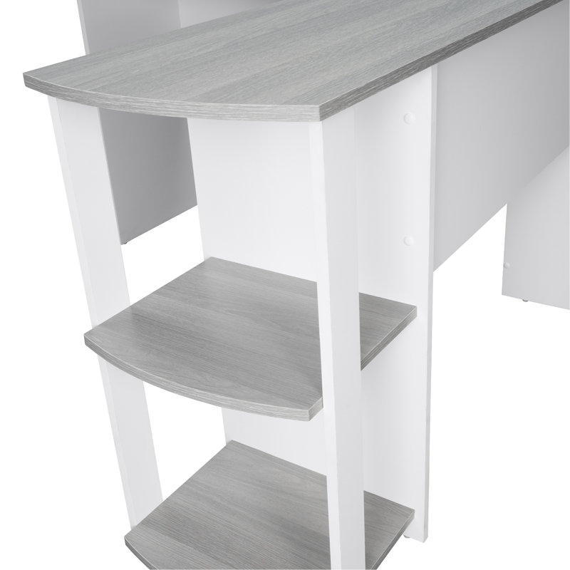 Bureau moderne en L avec tablettes latérales