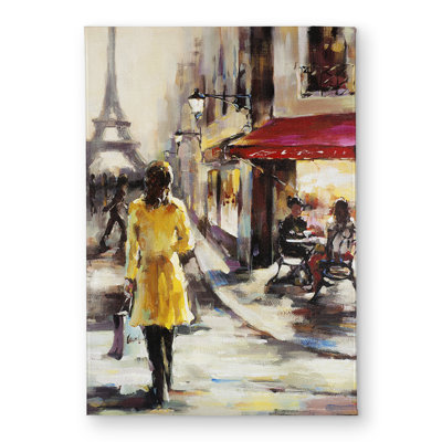 Yellow Coat Woman Walking Mat | Scenic Indoor Outdoor Decor