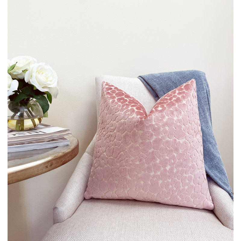 Animal Print Velvet Throw Pillow Cover, 22"H x 22"W, Pink