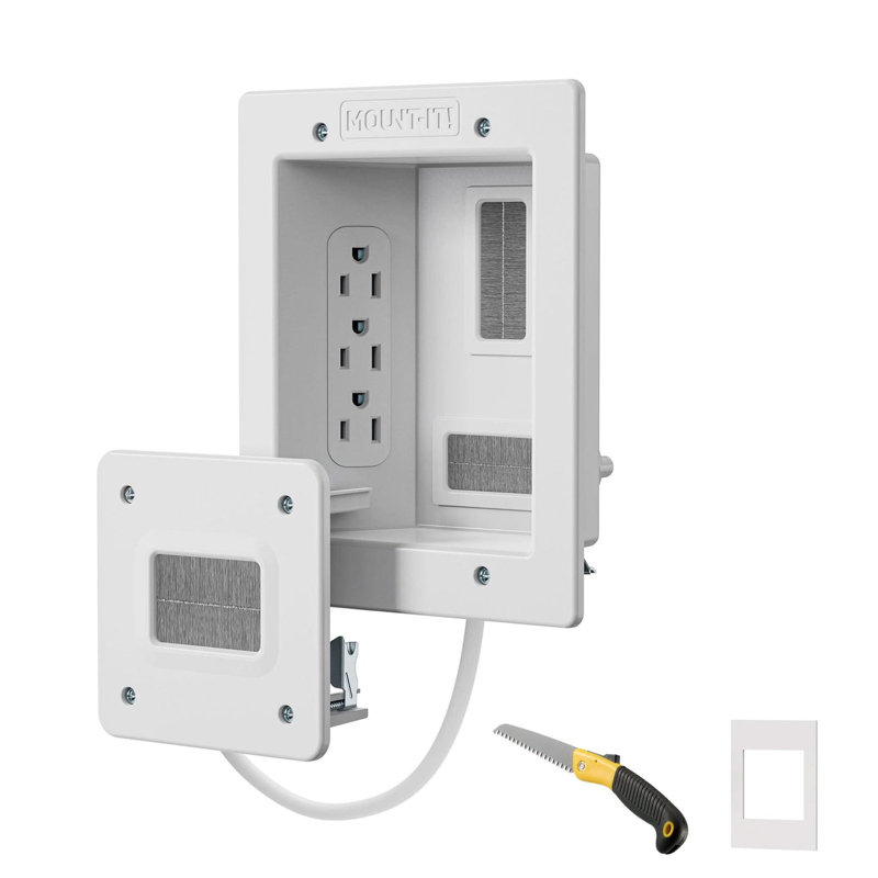 In-Wall TV Cable Concealer With Recessed Power