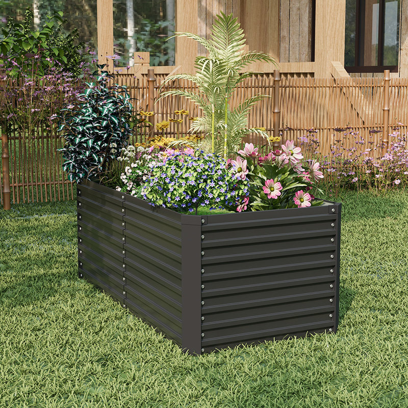 Metal Raised Garden Bed, Black, 60" H x 160" W x 80" D