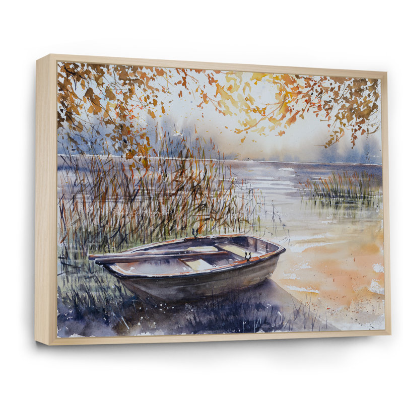 Bateau de pêche, reproduction d'art sur toile, paysage de rivière de pêche, H 12 po x l 20 po x P 1 po