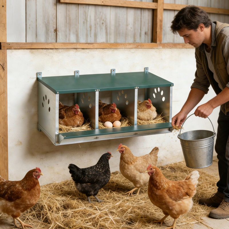 Boîtes de nidification pour poulets, boîte de nidification pour poulets à 3 compartiments, boîtes de ponte pour poules, boîte de nid pour poulets en métal à fixation murale