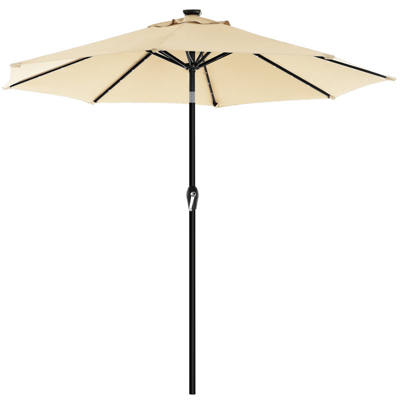 Ethel 300cm Lighted Parasol, Beige, 253.5cm H x 300cm W x 300cm D