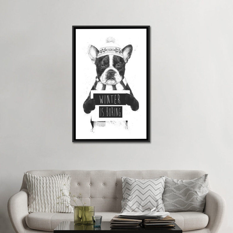 « winter is ennuyeuse », impression sur toile tendue, H 26 po x l 18 po x P 1,5 po, Pas de tapis, Toile avec cadre noir