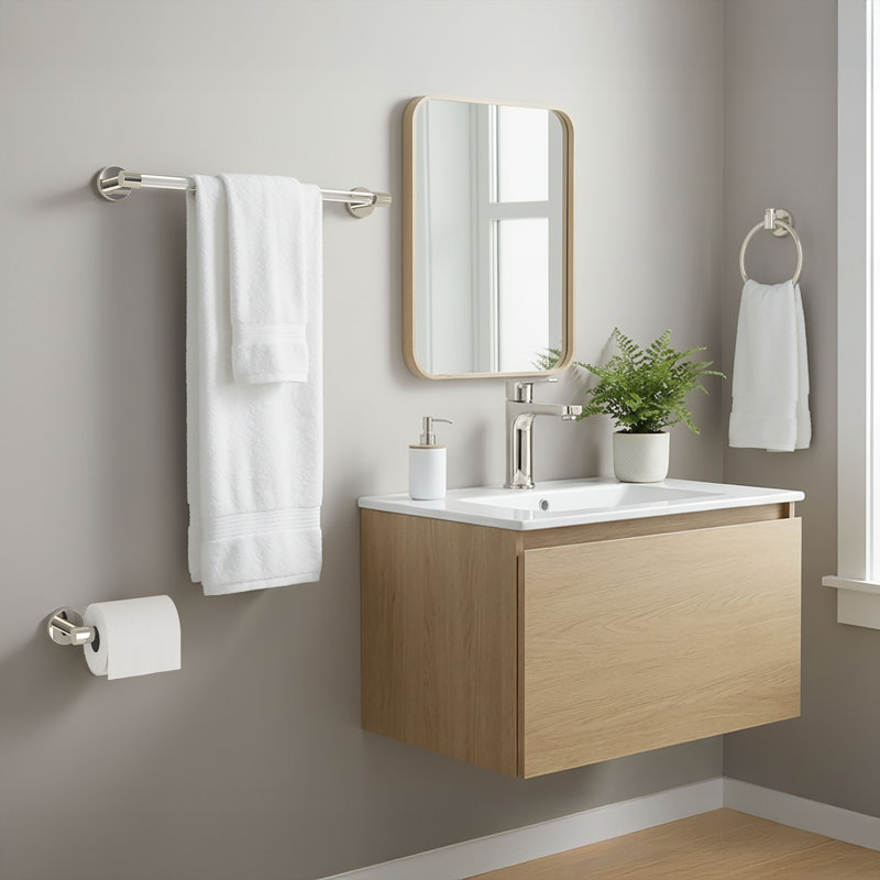 Clarion Wall Mounted Bathroom Towel Ring | Crystal Clear Acrylic, Polished Nickel