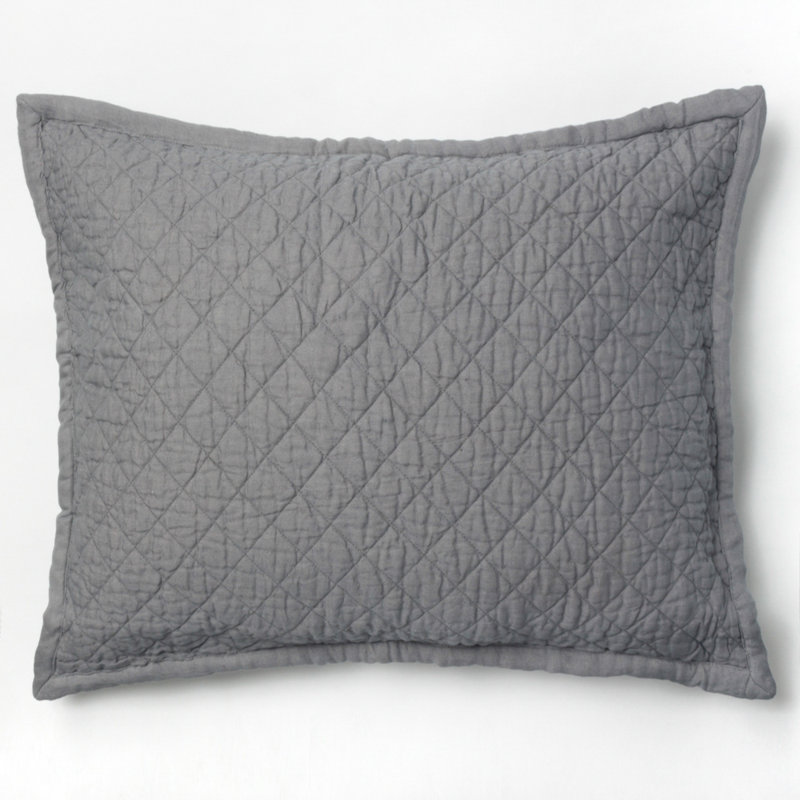 Dalen Linen Dutch Euro Pillow Sham, Neutral Gray