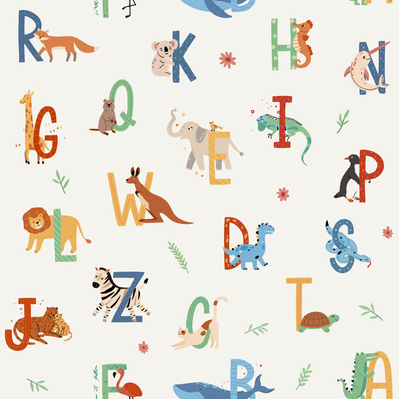 Papier peint animal avec alphabet