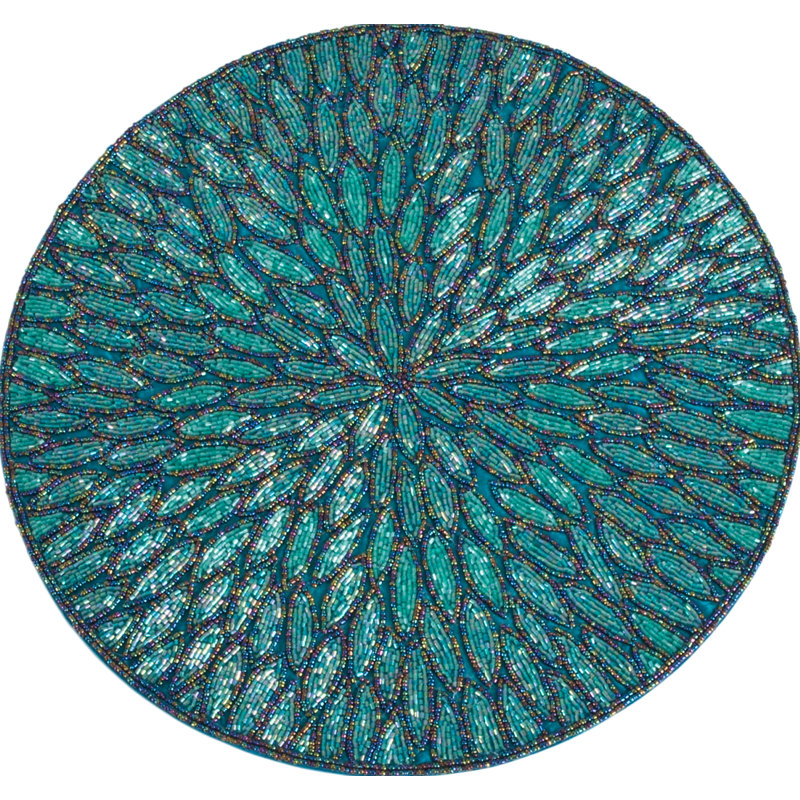 Vazquez Geometric Round Placemat, Teal