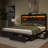 Bed Frame With 6 Storage Drawers, Linen Upholstered Headboard, Built In Charging Station And Led-525178056-525178061