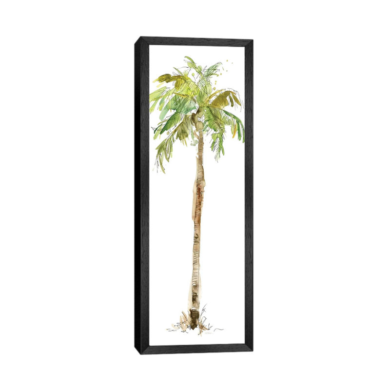 Washed Palm II by Carol Robinson - Panoramic Painting on Canvas, 152.4 cm H x 50.8 cm W, Black Framed Canvas