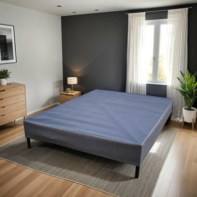 Sommier noir et gris avec sommier tapissier robuste, peut être utilisé avec ou sans pieds, temps d'assemblage rapide, s'adapte à toutes les dimensions standard, poids de 1000 lb - capacité de charge,