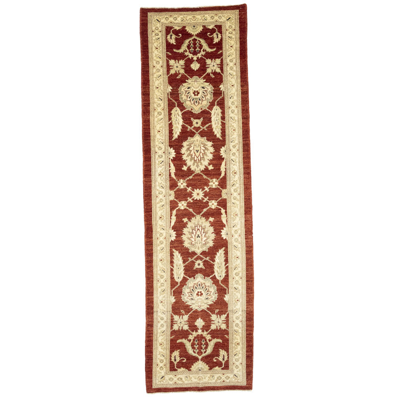 Red Traditional 3X9 Handmade Peshawar Oriental Runner Rug