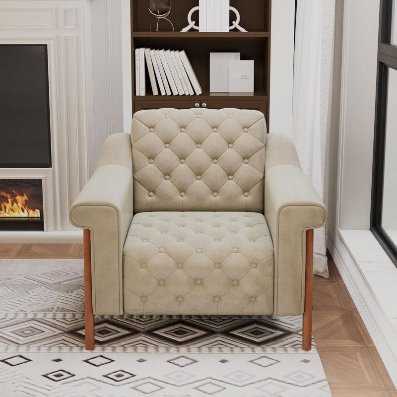 PU Leather Accent Club Chair, Mid-Century Office Armchair Chair, Single Sofa, Armchair For Bedroom, Apartment, Waiting Room
