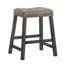 Ensemble de 2 chaises de salle à manger, tabouret de comptoir rustique sans dossier - tabouret de bar en bois de 25 pouces avec siège en cuir brun, finition vieillie et structure robuste